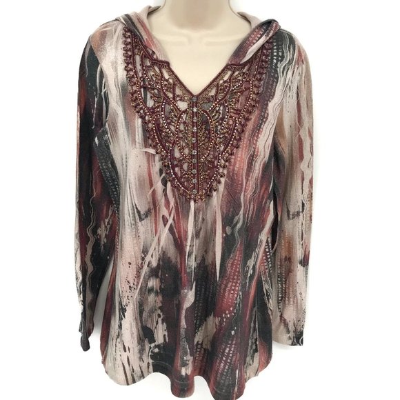 Christopher & banks Boho Embroidered Hoodie M - Picture 1 of 6